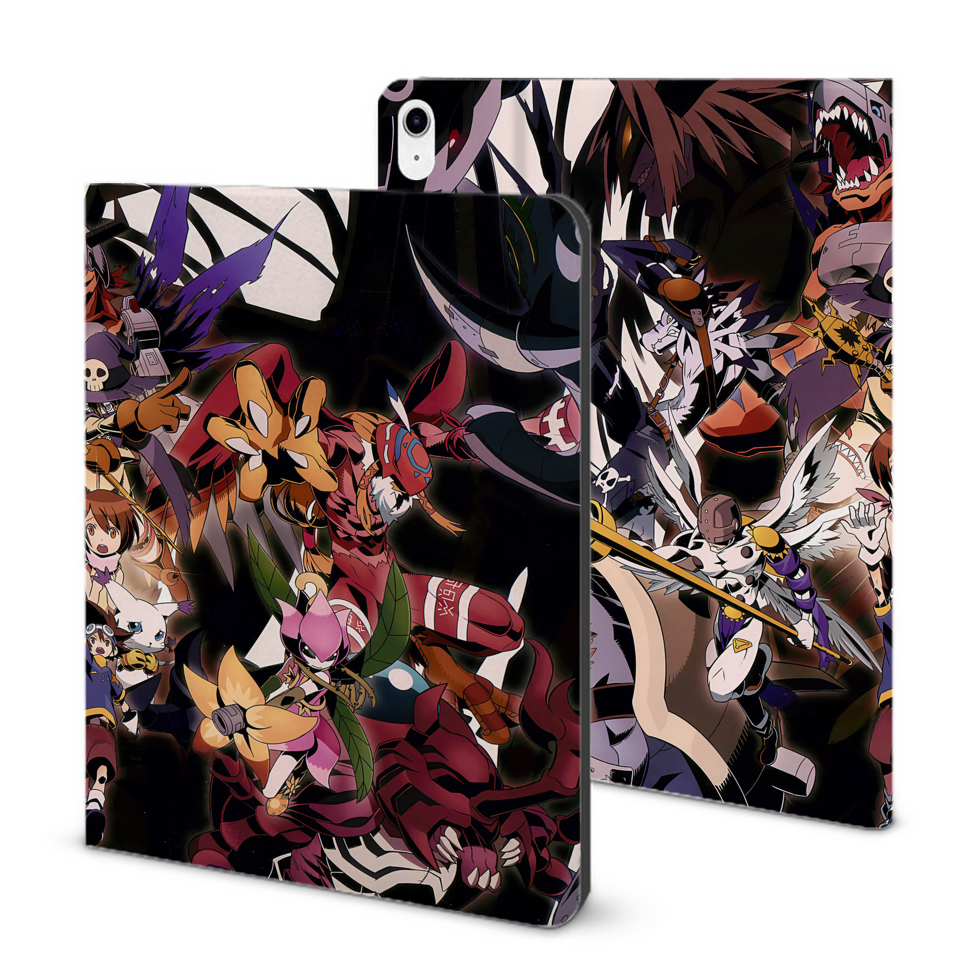 （画像用） Digimon デジタルモンスター/デジモン IPad ケース ブック型 PUレザー TPU 耐衝撃 軽量 薄型 ペン収納なし 全面保護 IPad 各モデル対応